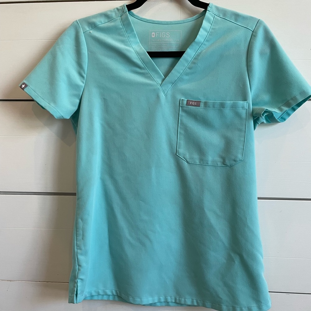 Figs Fresh Aqua Catarina One Pocket Scrub Top XS